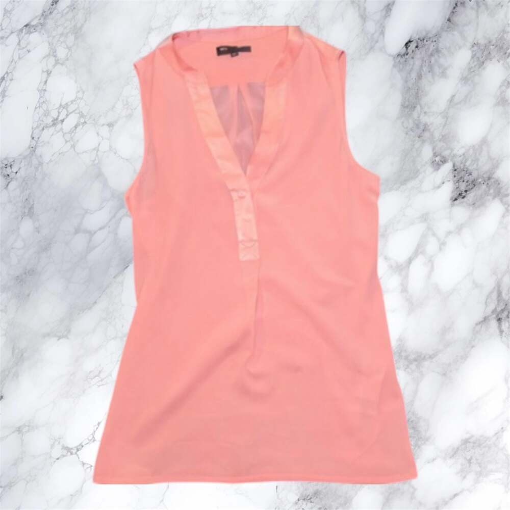 Banana Republic Silk Blouse Top Coral Sleeveless V Neck Size M